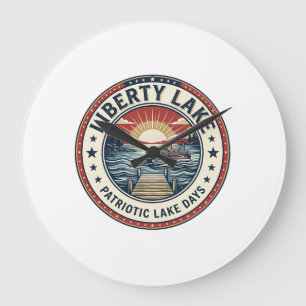 Liberty Lake Patriotiska Patriotiska Lake Life Vin Stor Klocka