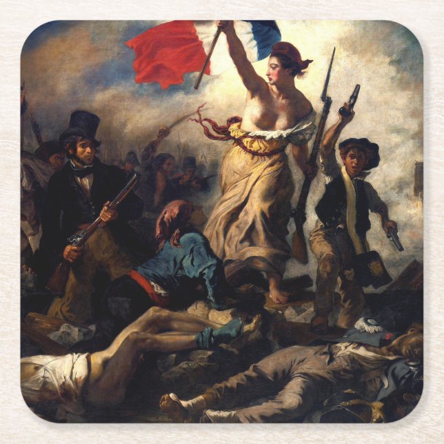 Liberty Leading People, Eugene Delacroix Underlägg Papper Kvadrat (Framsidan)