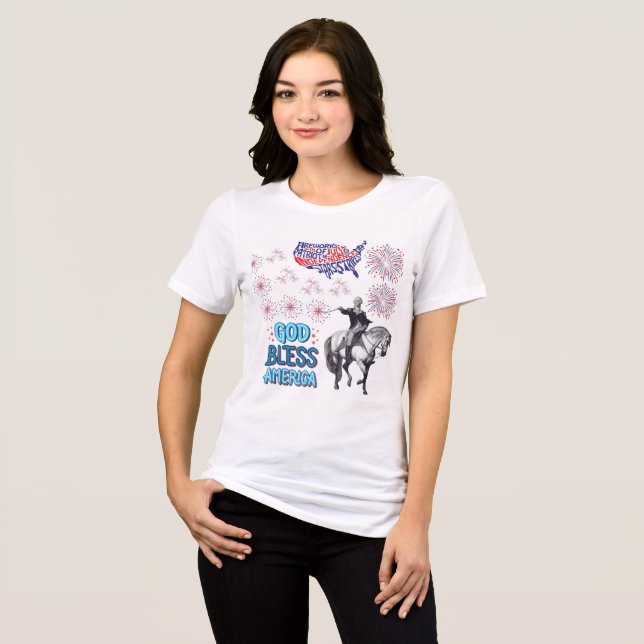 Liberty Lights visar vitt T Shirt (Framsida Full)