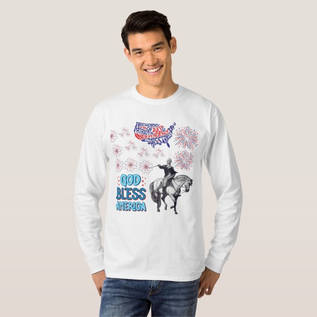 Liberty Lights visar vitt T Shirt (Hel framsida)