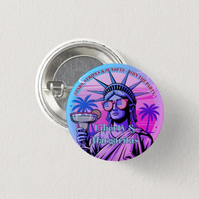 Liberty & Margaritas • 1776–2026 Neonfirande Knapp (Framsida & baksida)