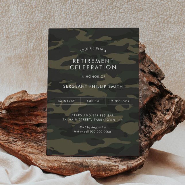 LIBERTY Militär Pension Party Thin Grönt Line Inbjudningar (Skapare uppladdad)