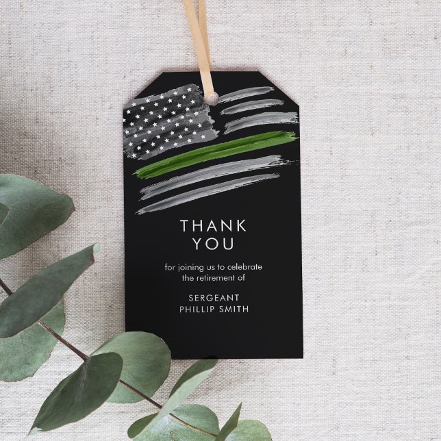 LIBERTY Militär Pension Party Thin Grönt Line Presentetikett (Skapare uppladdad)