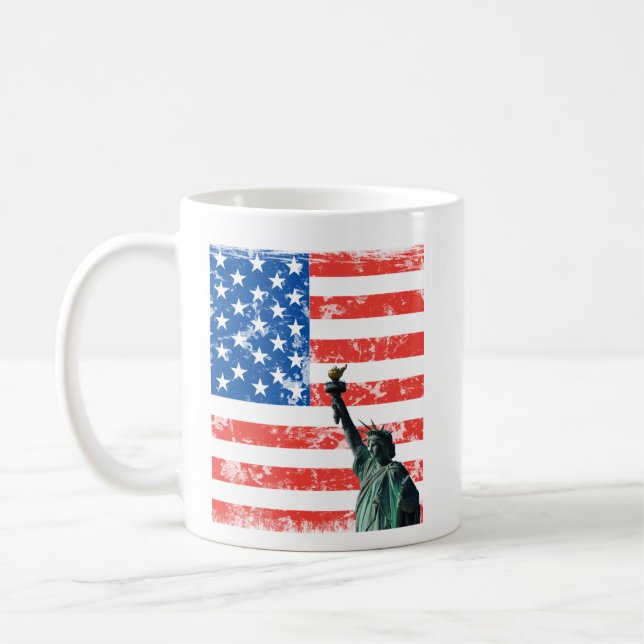 Liberty mugg med stars och stripes bakgrund (Vänster)
