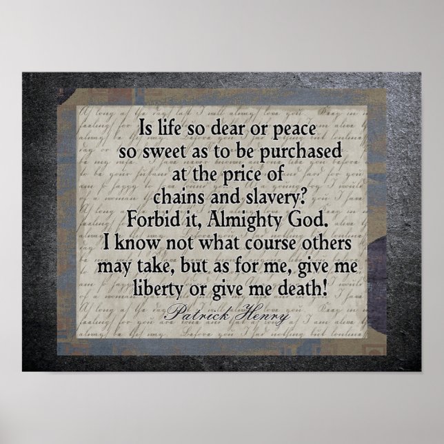 Liberty or Death - American Revolution Citat Poster (Framsidan)