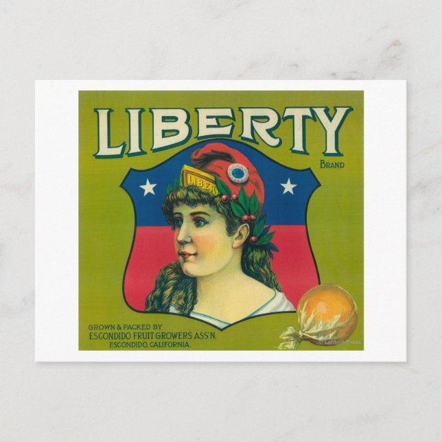 Liberty Orange LabelEskonditiondo,CA Vykort (Framsida)