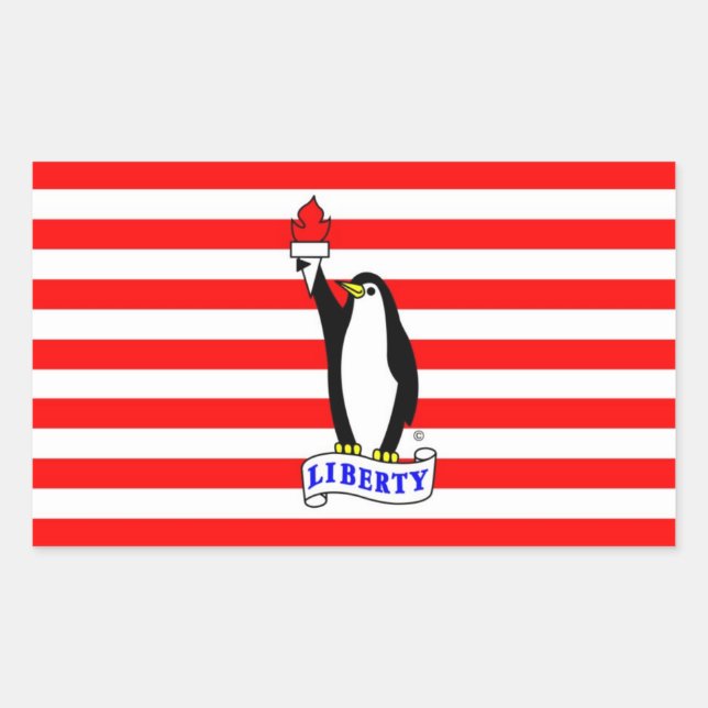 Liberty Penguin Flagga Rektangulärt Klistermärke (Framsida)