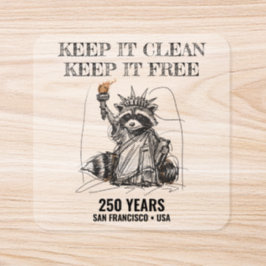 Liberty Raccoon 1776–2026 250 Years Cleanup Fyrkantigt Klistermärke