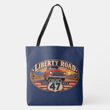 Liberty Road Route 47 Vintage Lastbil Navy Tote Ba