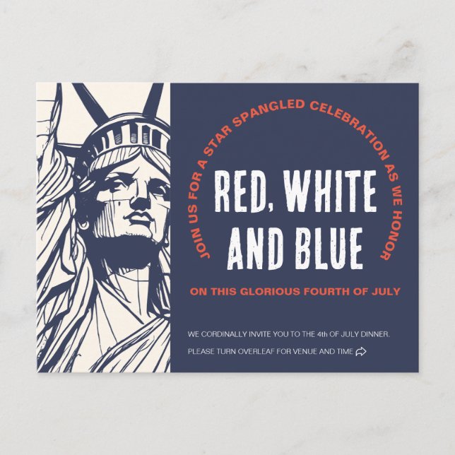 Liberty-samtal till 4:e juli-inbjudan vykort (Framsida)