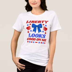Liberty ser bra ut på mig Blått Gingham-band T Shirt