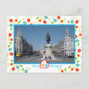 Liberty Square och Equestrian statue i Porto Vykort
