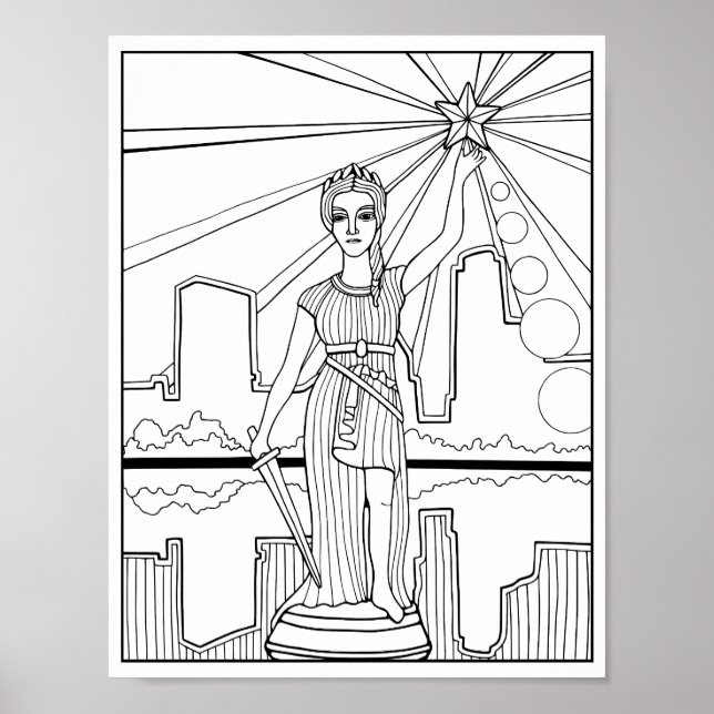 Liberty Statue Austin Coloring Page Art Poster (Framsidan)