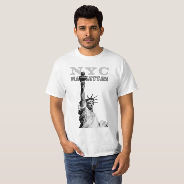 Liberty Statue Nyc Manhattan Manar Modern T Shirt (Hel framsida)