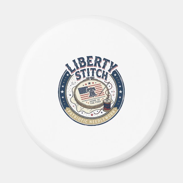 Liberty Stitch Patriotisk Broderi Nål Magnet (Framsidan)