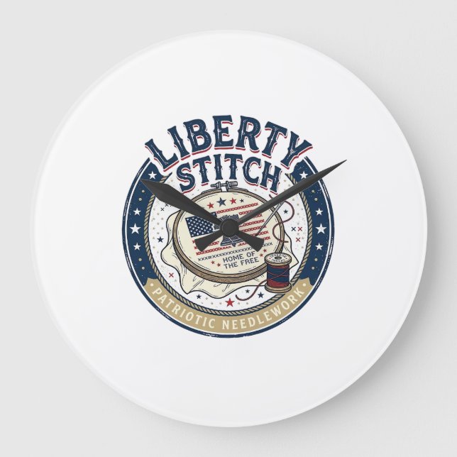 Liberty Stitch Patriotisk Broderi Nål Stor Klocka (Framsida)