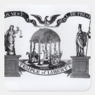 Liberty Temple, 1834 Fyrkantigt Klistermärke