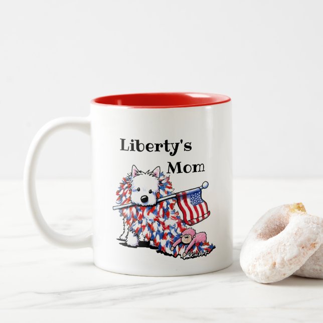 Liberty Westie KiniArt Porträtt Två-Tonad Mugg (Med munk)