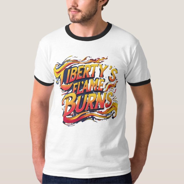 Liberty's Flame Burns - Vibrant Färgad Ringer T Shirt (Framsida)