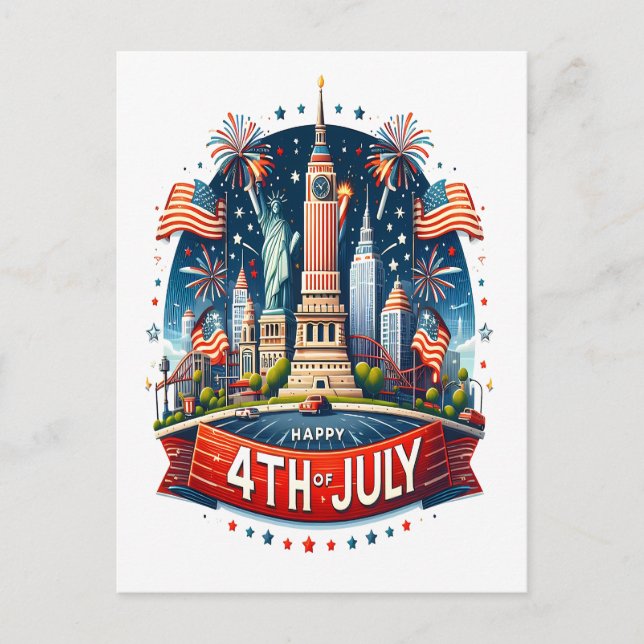 Libertys Glatta fjärde Frihetsgudinnan Helg Vykort (Framsida)