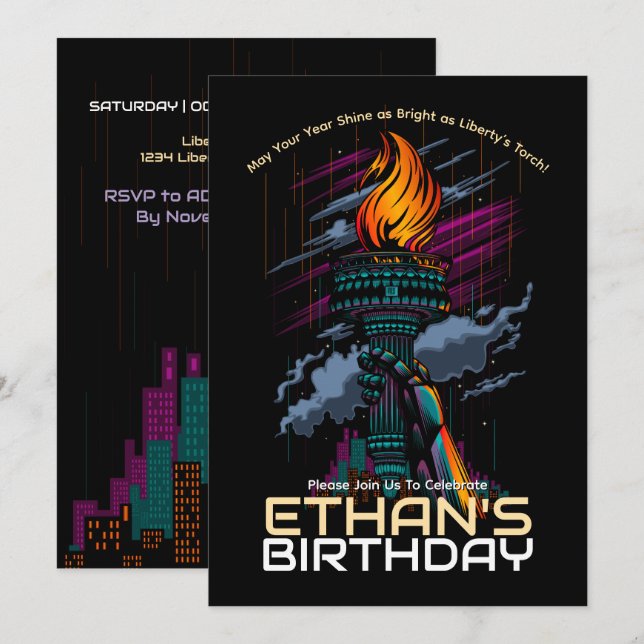 Liberty's Light Birthday Inbjudningar (Fram/baksida)