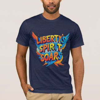 Liberty's Spirit Soars - Text, Vibrant Freedom T Shirt