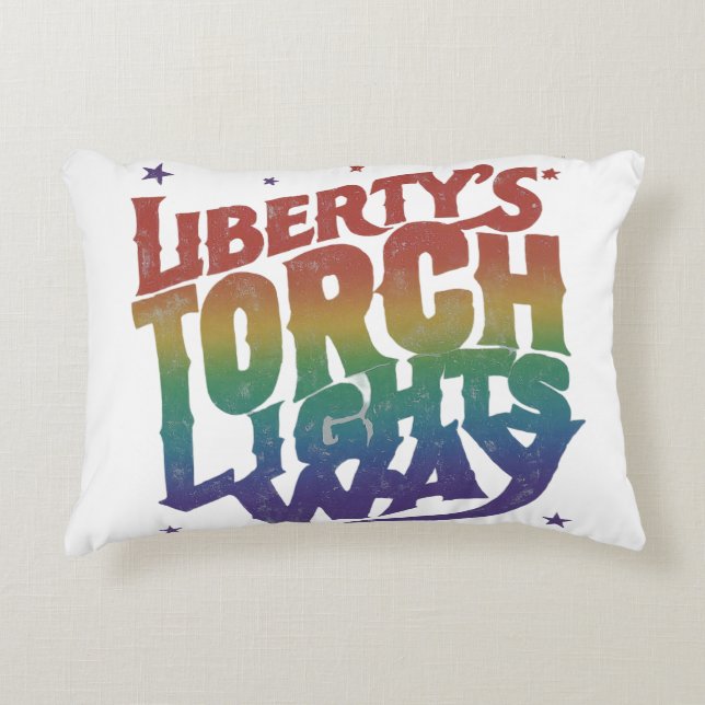 "Liberty's Torch Ljus Way". Prydnadskudde (Framsidan)