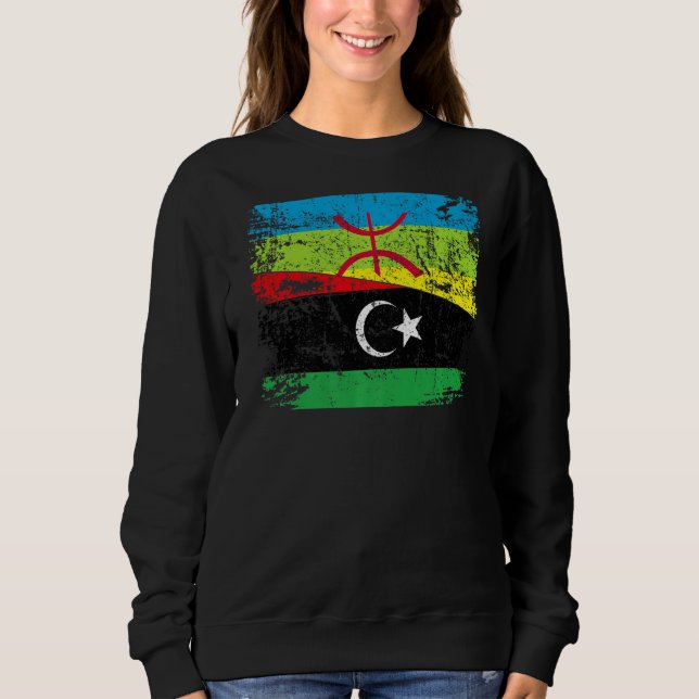 Libiyan Roots halv Amazigh Flagga Proud Libiyans P T Shirt (Framsida)