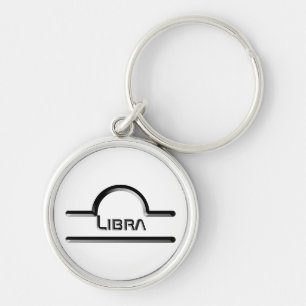 Libra, abstrakt utformning av Zodiac-tecknet Rund Silverfärgad Nyckelring