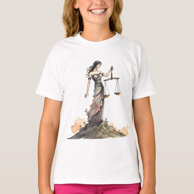 Libra – Akvarellgudinnan T Shirt (Framsida)
