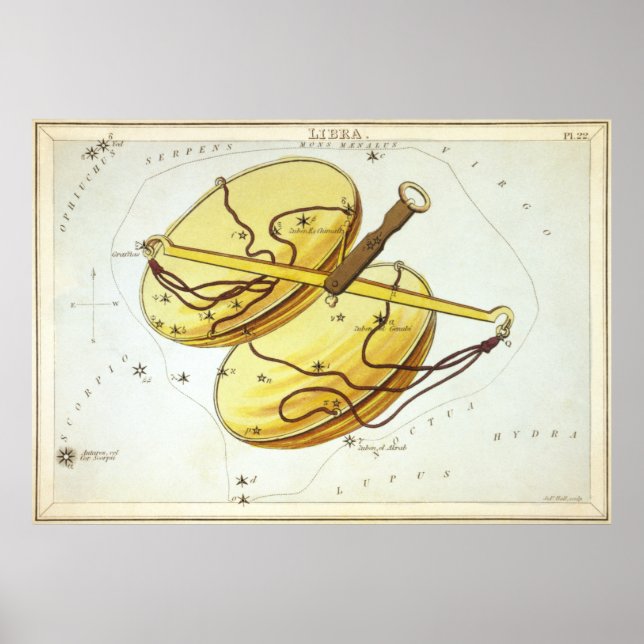 Libra Astrological Teckning Poster (Framsidan)