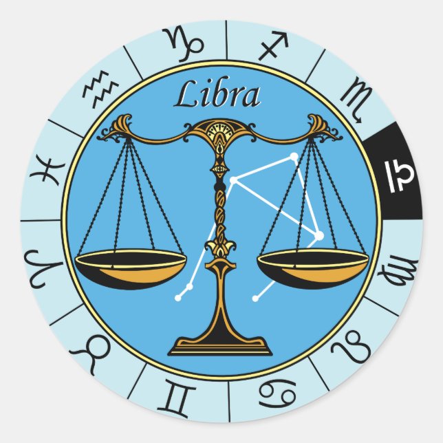 libra astrological zodiac-tecken runt klistermärke (Framsida)
