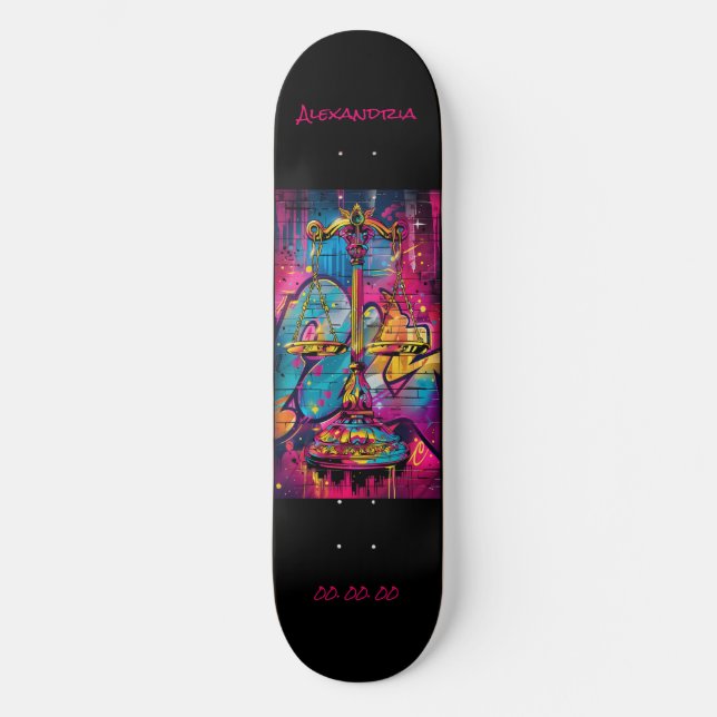 Libra Astrology Grafulli Personlig Mini Skateboard Bräda 18,5 Cm (Framsida)