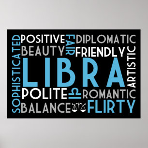Libra Astrology Ord Collage Skriv ut Poster