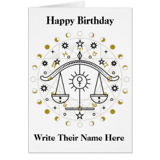 Libra Astrology Sign Birthday Card Sep 23-okt 22 Hälsningskort