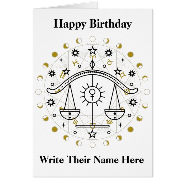 Libra Astrology Sign Birthday Card Sep 23-okt 22 Hälsningskort (Framsidan)