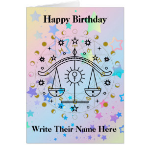 Libra Astrology Sign Birthday Card Sep 23-okt 22 Hälsningskort