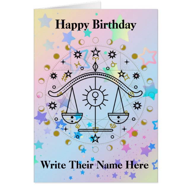 Libra Astrology Sign Birthday Card Sep 23-okt 22 Hälsningskort (Framsidan)