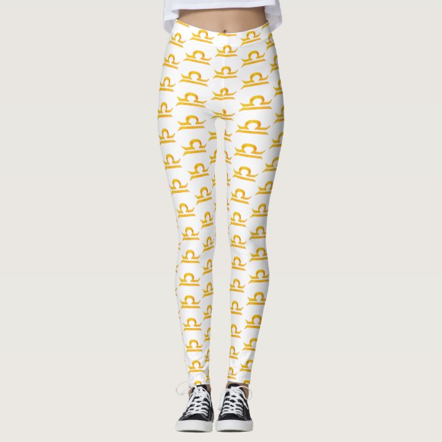 Libra, Balance Golden Zodiac-tecken Leggings (Framsida)
