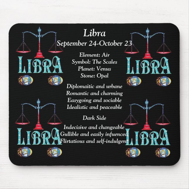 Libra Birth Sign Zodiac Mouse Pad Musmatta (Framsidan)
