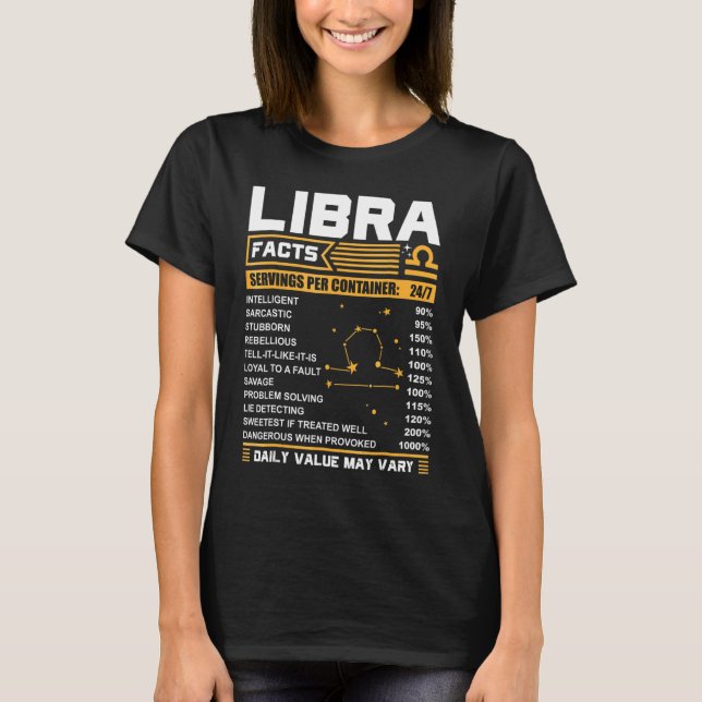 Libra Birthday Libra Facts T Shirt (Framsida)