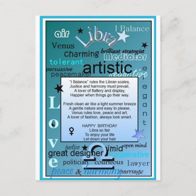 LIBRA BIRTHDAY VYKORT (Framsida)