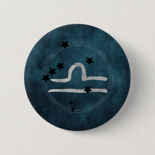 Libra black & silver zodiac konstellation teal knapp