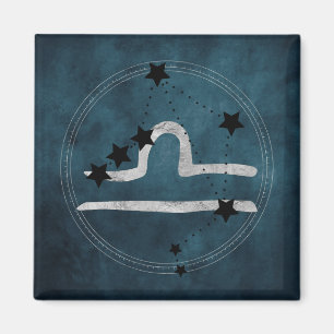 Libra black & silver zodiac konstellation teal magnet