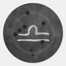 Libra Black silver zodiac-stjärnor Runt Klistermärke