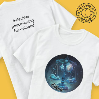 Libra Blue och Black Watercolor Zodiac T-Shirt