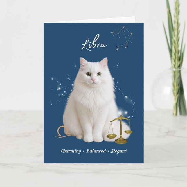 Libra Cat Birthday Card Kort (Framsida)
