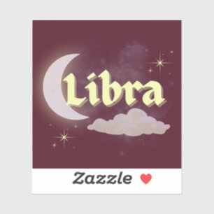 Libra Celestial Aesthetic Dreamy Måne Cloud Stars Klistermärken