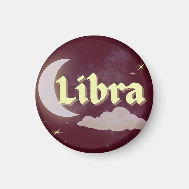Libra Celestial Aesthetic Måne Cloud Stars design Magnet (Framsidan)