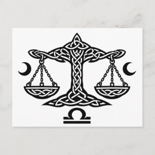 Libra Celtic Mån‑Våg Sigill BurnsInHell Bläck Helg Vykort